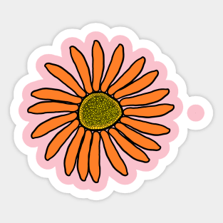 Beautiful, Cute, Pretty, Orange flower design. Sticker